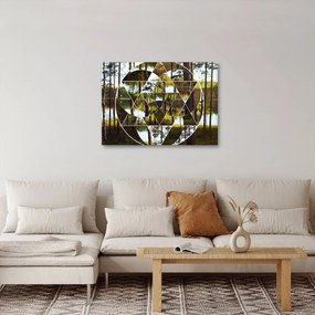 Kép - Geometrikus kollázs a skandináv erdők hátterében (70x50 cm)