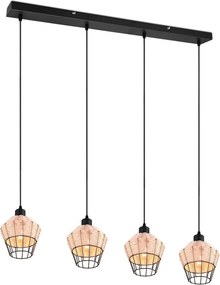 TRIO R31264036 BORKA TöbbĂĄgĂș FĂŒggesztett LĂĄmpa SötĂ©t Fa, VilĂĄgos Fa E27 IP20