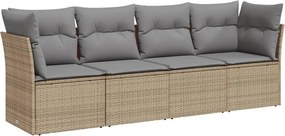 vidaXL 4 részes bézs polyrattan kerti ülőgarnitúra párnákkal