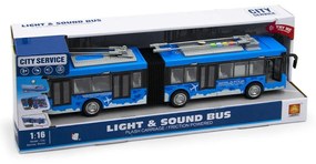 43 cm Lendkerekes Játék Trolibusz Élethű Hanghatásokkal, Nyitható Ajtókkal és Világító Utastérrel