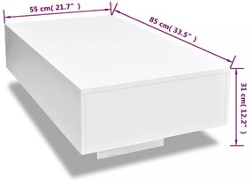 Magasfényű fehér dohányzóasztal