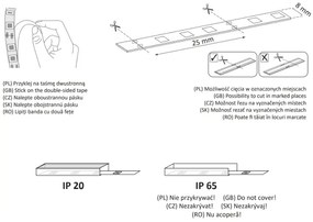 LED szalag 5m, 36W, 12V, 4000K, semleges fehér fény