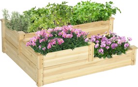 Outsunny Magaságyás, 3-Szintes Ültetőágy, Virágágy, Fűszerágy, Növénytartó, Virágtartó Erkélyhez, Kerthez, Fenyőfából, Természetes, 108 x 88 x 36 cm |