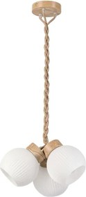 Zsinóros csillár LOOMIS 3xE27/15W/230V 83 cm bézs/tölgy