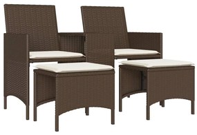 2 személyes barna polyrattan kerti kanapé asztallal/székkel