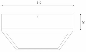 Mennyezeti lámpa OAK SQUARE 2xE27/15W/230V 31x31 cm tölgy/fekete