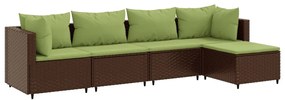 5 részes barna polyrattan kerti ülőgarnitúra párnákkal
