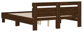barna tölgy színű szerelt fa ágykeret fejtámlával 140x190 cm