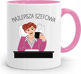 Rózsaszín Bögre Ajándék Főnöknek Legjobb Főnöknő fényképes nyomtatással