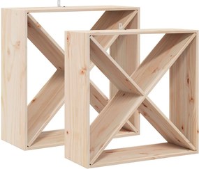 vidaXL Borágas 2 pcs Természetes 62 x 25 x 62 cm Tömör fenyőfa