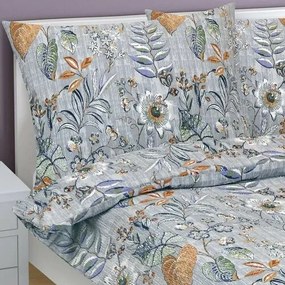 Bellatex Levelek krepp ágyneműhuzat lila, 140 x 200 cm, 70 x 90 cm, 140 x 200 cm, 70 x 90 cm