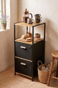 Fém fiókos rendszerező szekrény, bézs-fekete, 35 cm – TR675ZNV1113