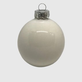 Fehér fényes karácsonyi üveggömb szett, 6 cm, 12 db