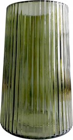 Virágváza zöld üveg dekoratív díszpalack 20 cm