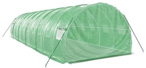 zöld acélvázas melegház 30 m² 10 x 3 x 2 m