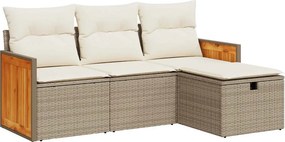 vidaXL 4 részes bézs polyrattan kerti ülőgarnitúra párnákkal