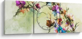 Kép - Virág festménye (órával) (90x30 cm)