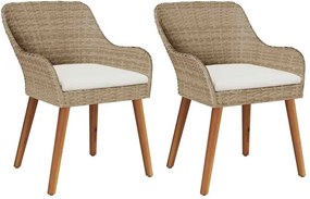 vidaXL Kerti Szék párnával 2 pcs Bézs 62.5 x 55 x 82 cm polirattan