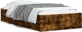 vidaXL füstös tölgy színű szerelt fa ágykeret fiókokkal 75x190 cm