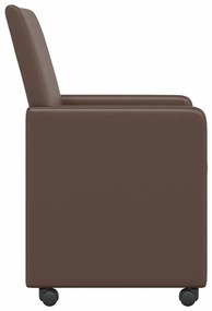 vidaXL Kerekes Étkező Székek 2 pcs Barna 57 x 66 x 94 cm Műbőr