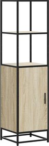 vidaXL Highboard sonoma tölgy 35,5x35x139 cm gépelt fa és fém
