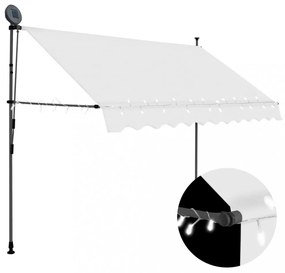 krémszínű kézzel kihúzható LED-es napellenző 300 cm