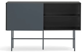 Fekete-antracitszürke alacsony komód tolóajtóval 140x91 cm Nube – Teulat