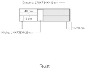 Kék-szürke TV-állvány 140x56 cm Corvo – Teulat