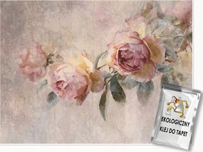 Fotótapéta Virágok Vintage Rózsák Beton Falra Hálószoba Nappali 300x210