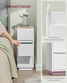 Éjjeliszekrény  2 fiókkal, nyitott rekesszel balra vagy jobbra szerelhető, felhő fehér