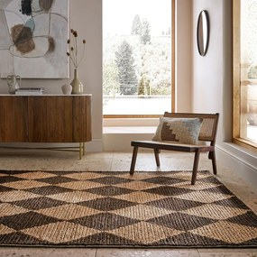 Barna-natúr színű kézi szövésű jutakeverék szőnyeg 120x170 cm Effie Diamond – Flair Rugs