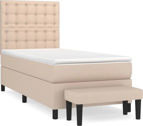 vidaXL cappuccino színű műbőr rugós ágy matraccal 90 x 190 cm