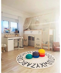 Krémszínű mosható kézi szövésű pamut gyerek szőnyeg ø150 cm ABC Natural Black – Lorena Canals