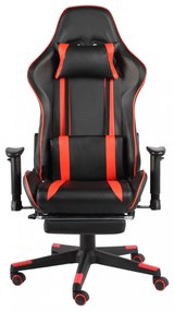 piros PVC forgó gamer szék lábtartóval