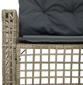 L-alakú szürke polyrattan kerti kanapé párnákkal és lábtartóval