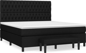 vidaXL fekete szövet rugós ágy matraccal 180 x 200 cm