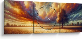 Kép – Fa a mezőn (órával) (90x30 cm)