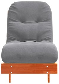 viaszbarna tömör fenyőfa futon kanapéágy matraccal 60x206x11 cm