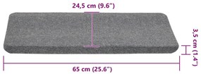 30 db szürke öntapadó lépcsőszőnyeg 65x24,5x3,5 cm
