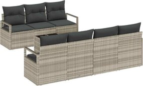 vidaXL Kanapé Szett 8 pcs Világosszürke polirattan