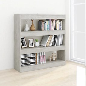 betonszürke térelválasztó könyvszekrény 100 x 30 x 103 cm