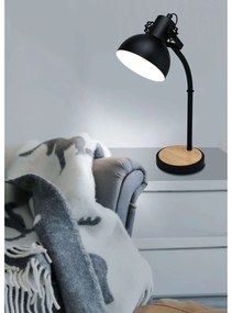 Eglo 43165 Lubenham asztali lámpa, fa elemekkel, fekete, E27 foglalattal, max. 1x28W, IP20
