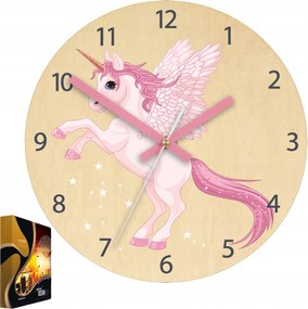 Falióra Nyír rétegelt lemez Akril Unikornis Rózsaszín Kerek