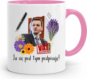 Rózsaszín Politikai Bögre Mateusz Morawiecki Miniszterelnök fényképes nyomtatással
