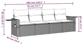 4 részes bézs polyrattan kerti ülőgarnitúra párnákkal