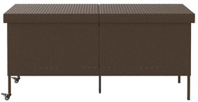 Barna polyrattan kerti tárolóláda kerekekkel 160x55x75 cm