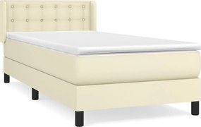vidaXL krémszínű műbőr rugós ágy matraccal 100 x 200 cm