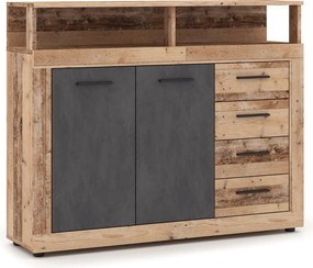 BLAGO MIDI A komód 119,6 cm natúr tölgy/fekete