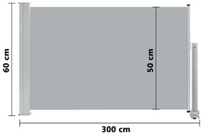 szürke kihúzható oldalsó terasz napellenző 60 x 300 cm