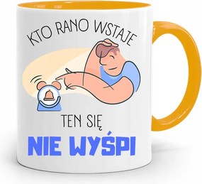 Bögre Sárga Vicces Aki Reggel Felkel fényképes nyomattal